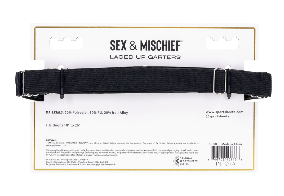 Laced Up Garters - Black