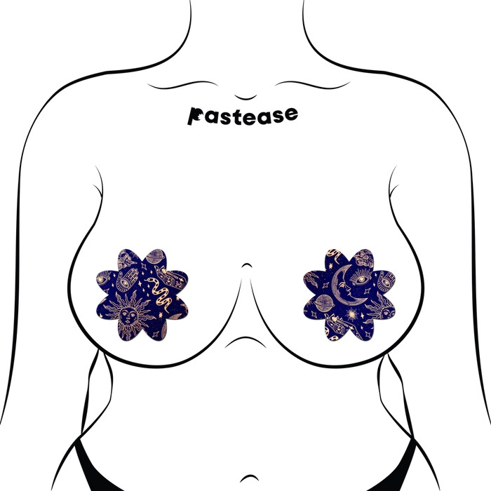 Midnight Celestial Sun & Moon Petal Breast Pasties