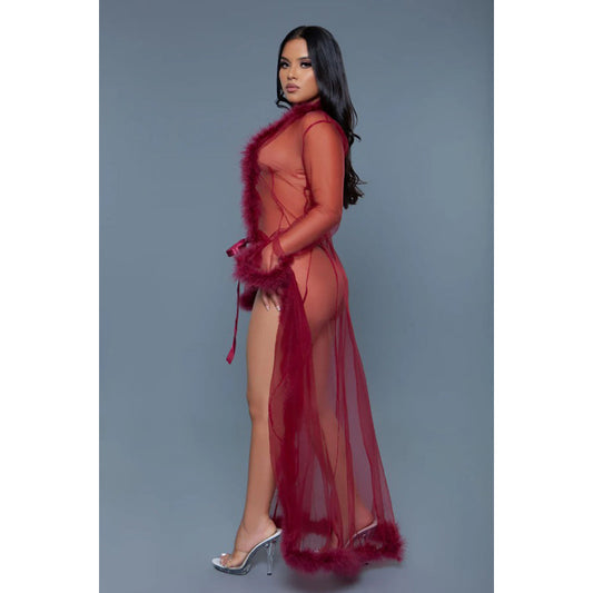 Marabou Robe - Maroon