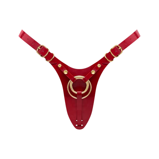 LEATHERETTE HARNESS FABULOUS - ONE SIZE - RED GLOSSY