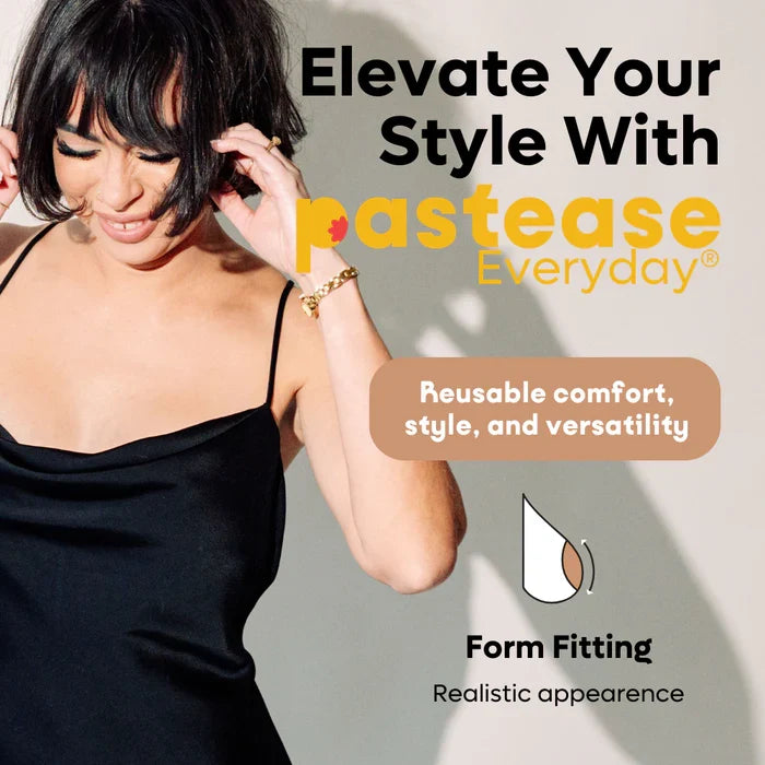 Pastease Everyday® Silicone Reusable Adhesive Nipple Covers w Travel Box - Caramel Tan - Small (A-C cups)