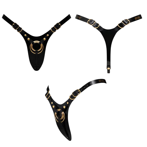 LEATHERETTE HARNESS FABULOUS - ONE SIZE - BLACK GLOSSY