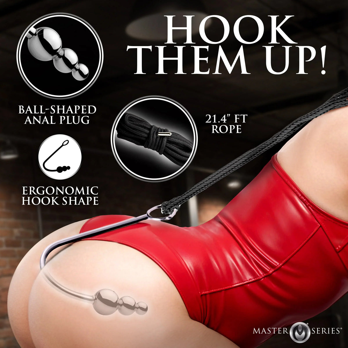 Roped Beaded Anal Hook with Rope
