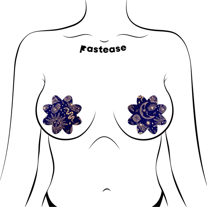 Midnight Celestial Sun & Moon Petal Breast Pasties