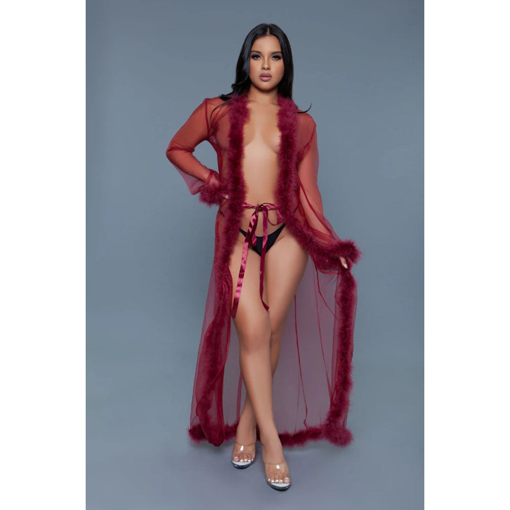 Marabou Robe - Maroon