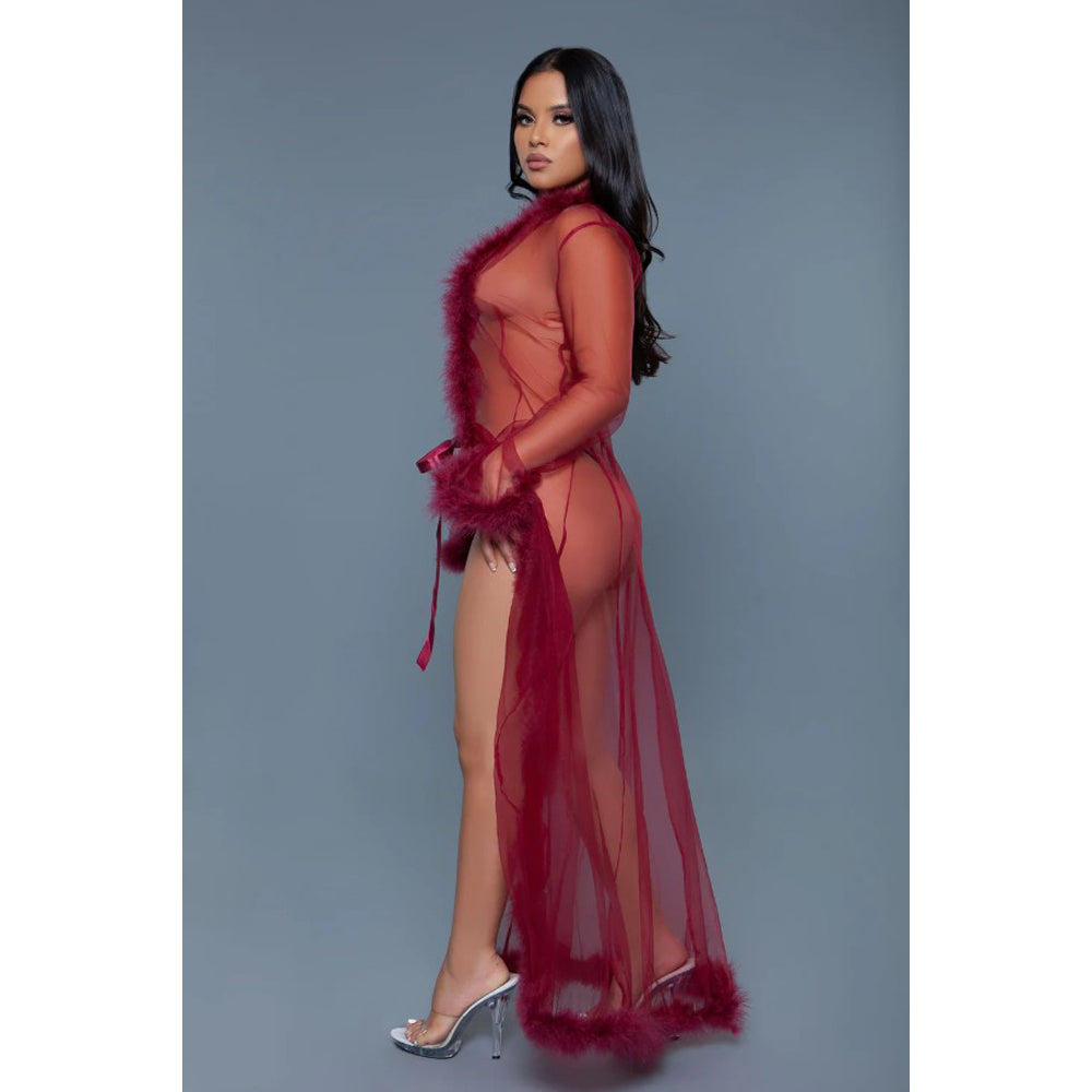 Marabou Robe - Maroon