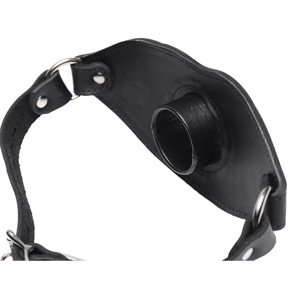 Leather Locking Open Mouth Feeder Gag