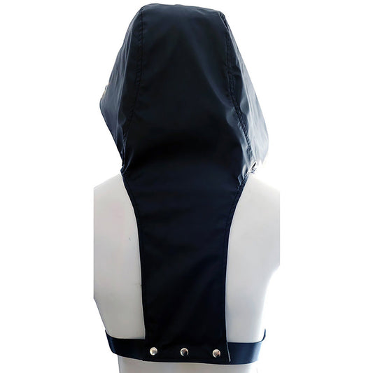 Faux Leather Hoody Harness With Leather Strap - One Size